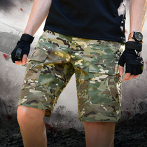 Summer outdoor instructor overalls black cp camouflage python pattern wear-resistant military fan tactical shorts slim expansion equipment