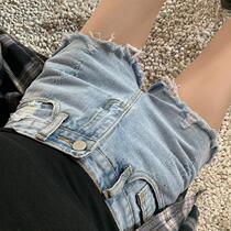 oioi mmlg denim shorts womens 2021 summer New loose high waist slim net red a wide leg hot pants tide