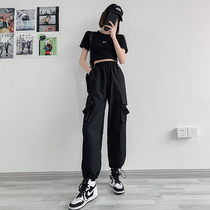 oioi mmlg black overalls womens loose summer thin high waist straight slim casual leg sports pants