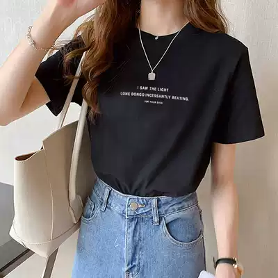 oioi mmlg summer short-sleeved female Korean version of all-match ins loose simple letter printing round neck half-sleeved T-shirt tide