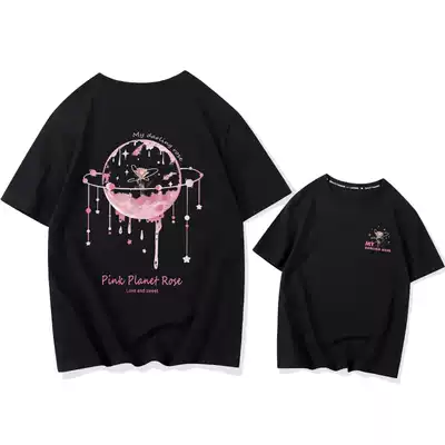 oioi mmlg short sleeve T-shirt female Korean version loose ins summer personality print round neck couple cotton top tide