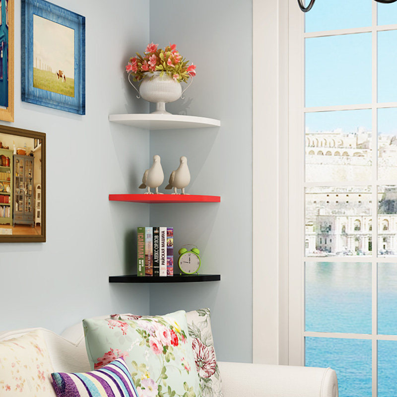 Corner Items Show Shelf Perforated dorm room minimalist walls to put things on shelves Wall Easy Three-layers Day