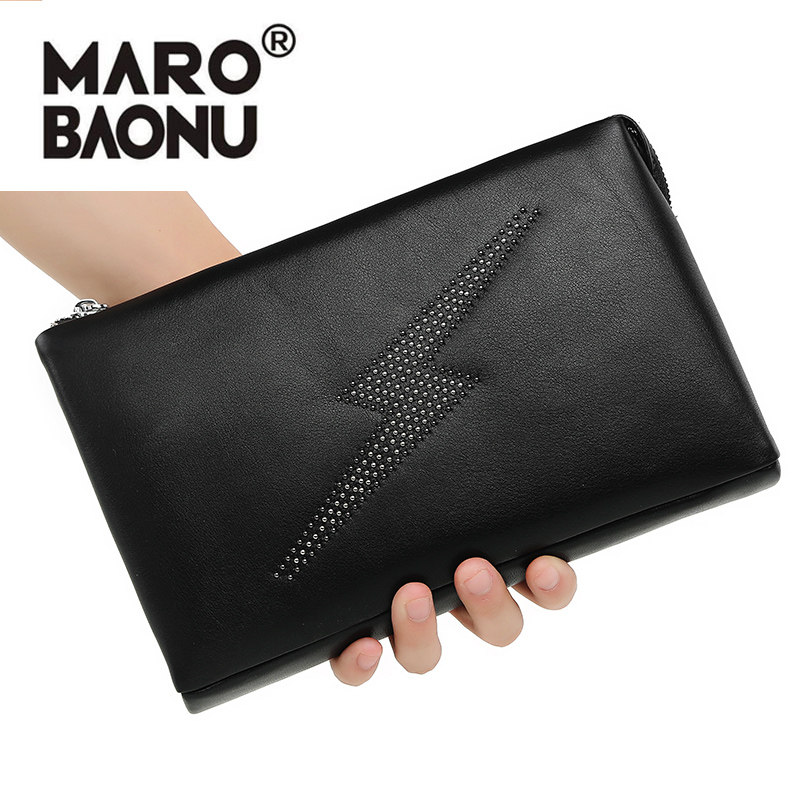 Wanbaonu handbag men's leather large-capacity Korean version of the trendy new men's clutch bag casual envelope bag men's clip bag