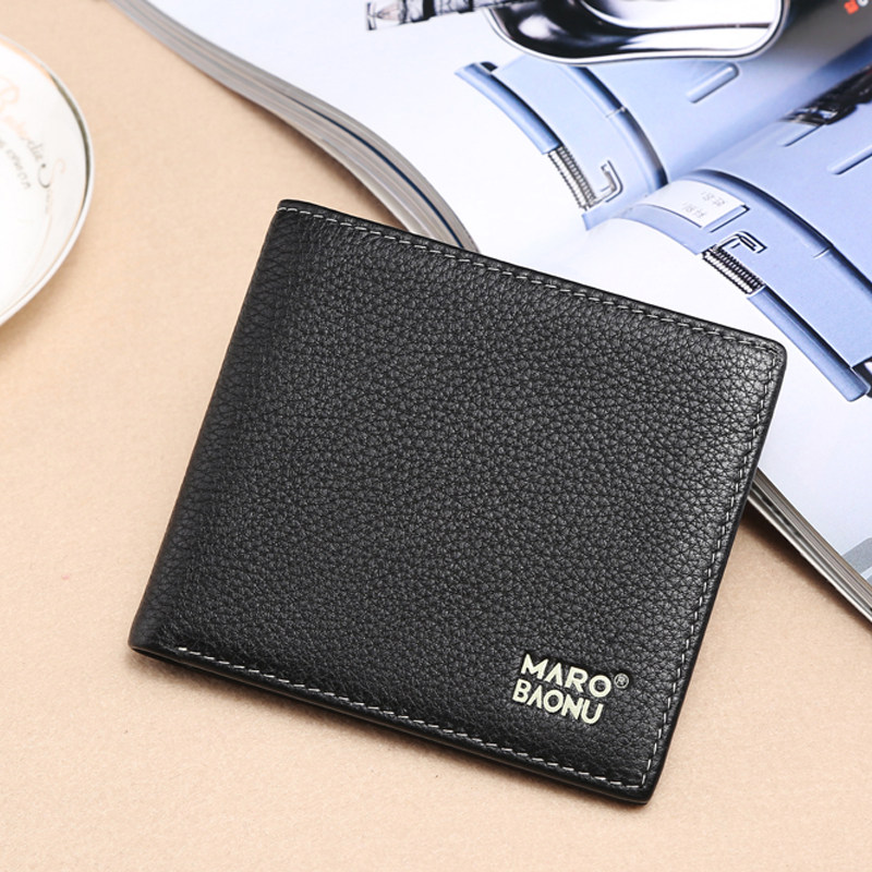 Wanbao slave wallet men's leather short top layer cowhide wallet Japan and South Korea business horizontal section youth leather wallet