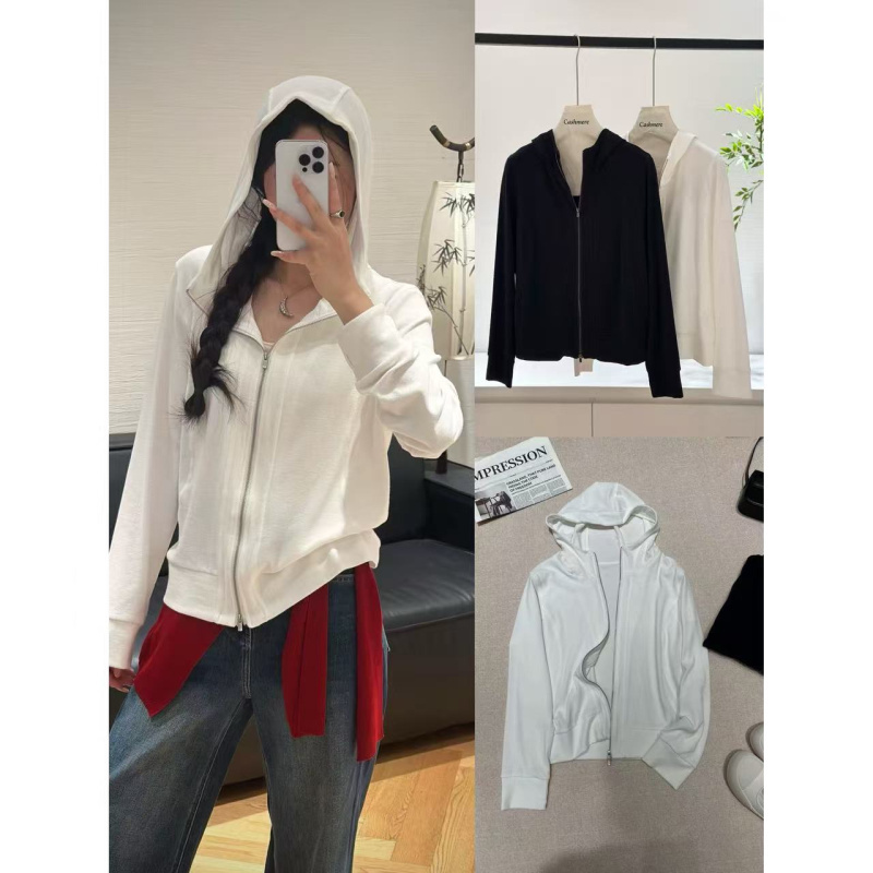 Coco Europe Station 26 Early Autumn New European Style Simple Double Zipper Slimming Hoodie T-Shirt