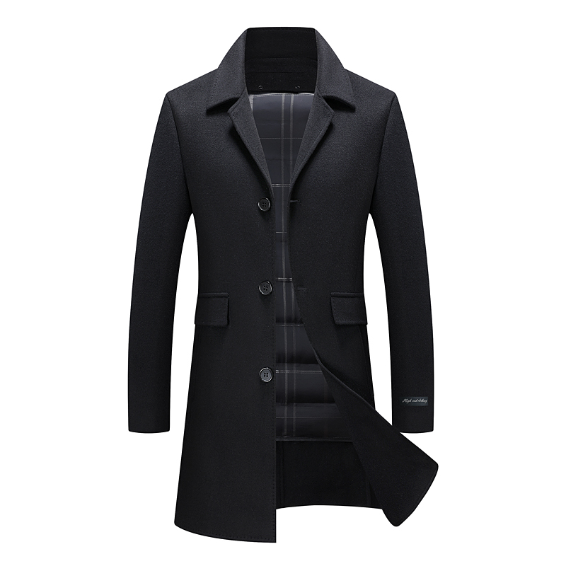Two-sided, large coat men's mid-length winter thickened thermal and detached down neri men's body with zero cashmere coat