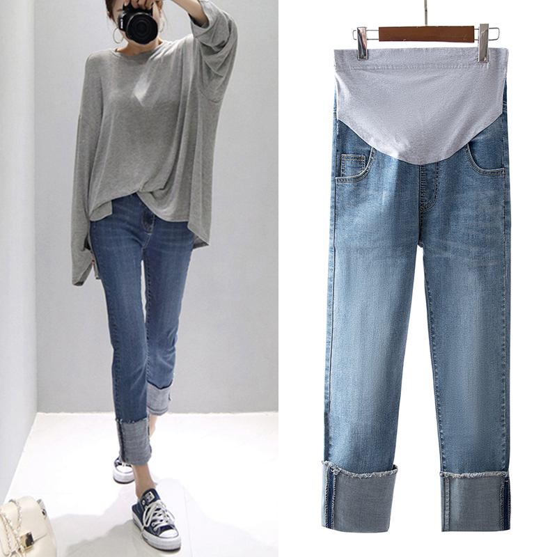 Pregnant Woman Pants Fall Outside Wearing Long Pants 2021 New Net Red Autumn Winter Net Red Tides Fashion blue jeans