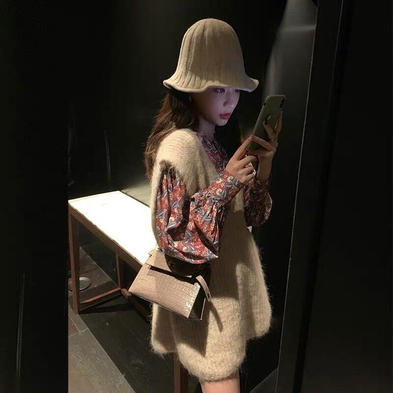 Pregnant women's autumn clothes set fashion style 2022 new style cover belly slim net red dress western style two-piece set