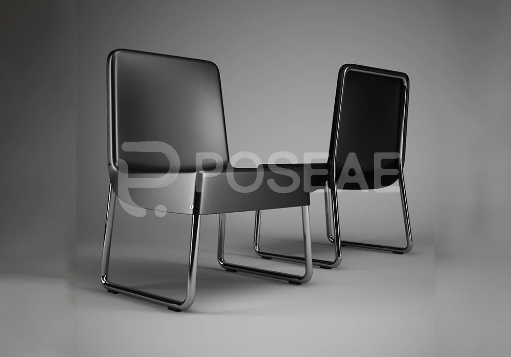 【3D模型】现代黑色一体式餐椅 3D 模型-PoseAe