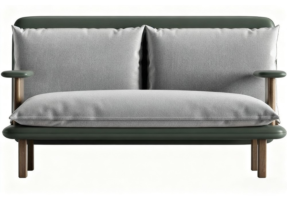 【3D模型】绿灰拼色双人沙发 3D 模型-PoseAe