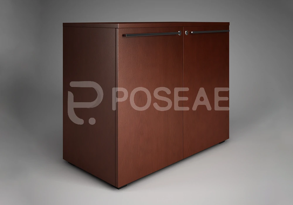 【3D模型】深棕色木质双门文件柜 3D 模型-PoseAe