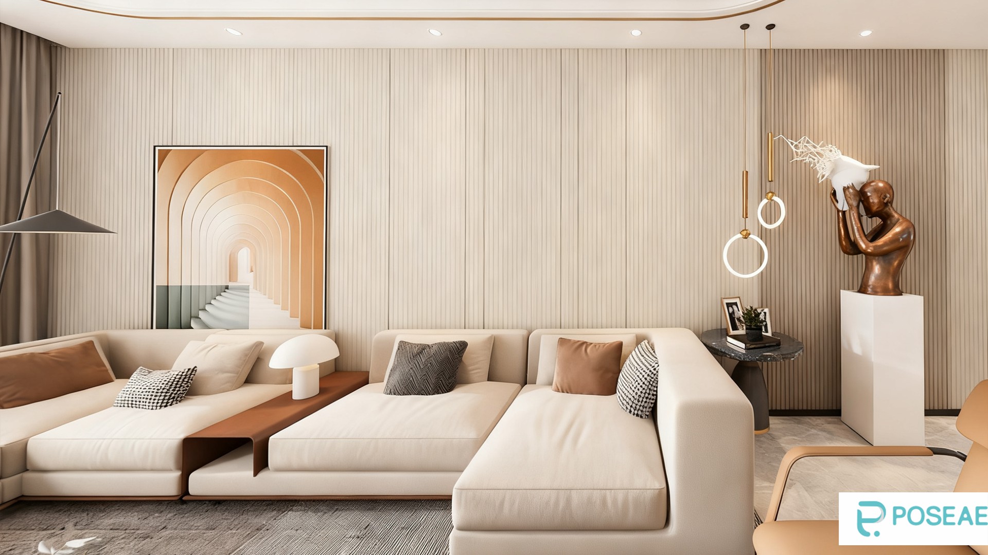 图片[1]-【3D模型】现代轻奢风客厅3D模型-PoseAe视频创意库