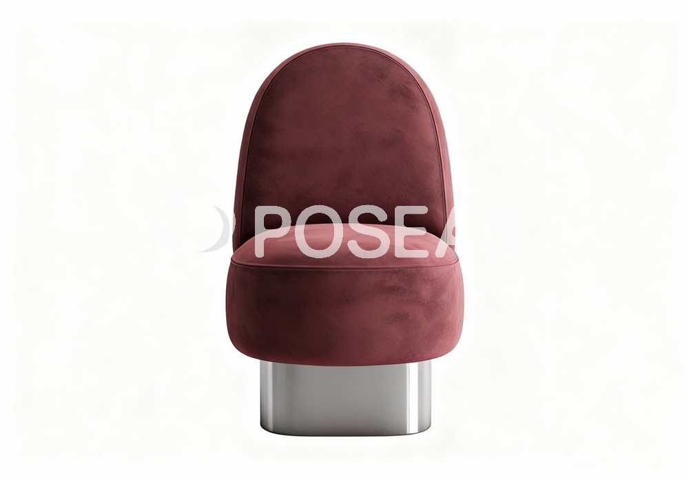 图片[1]-【3D模型】酒红绒面休闲椅 3D 模型-PoseAe视频创意库