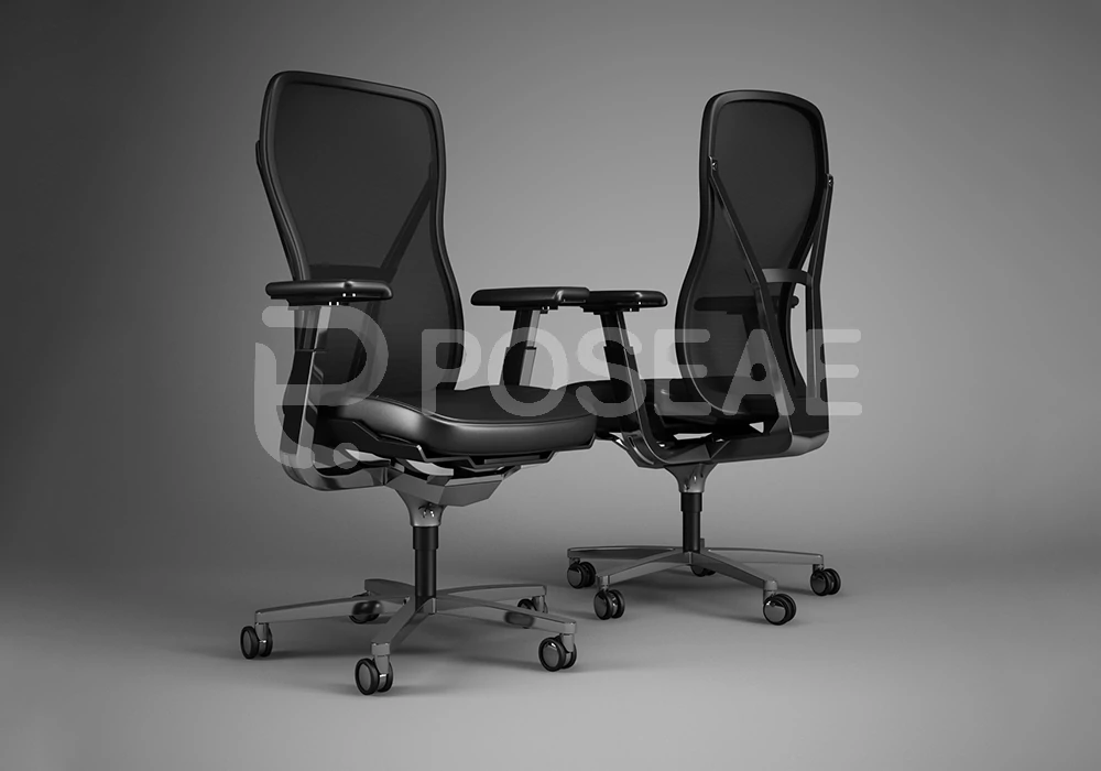 【3D模型】现代黑色网布办公椅 3D 模型-PoseAe