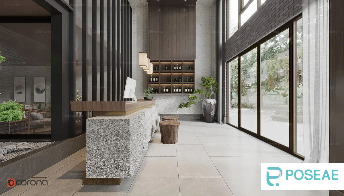 图片[1]-【3D模型】新中式禅意接待区3DMAX 模型-PoseAe视频创意库