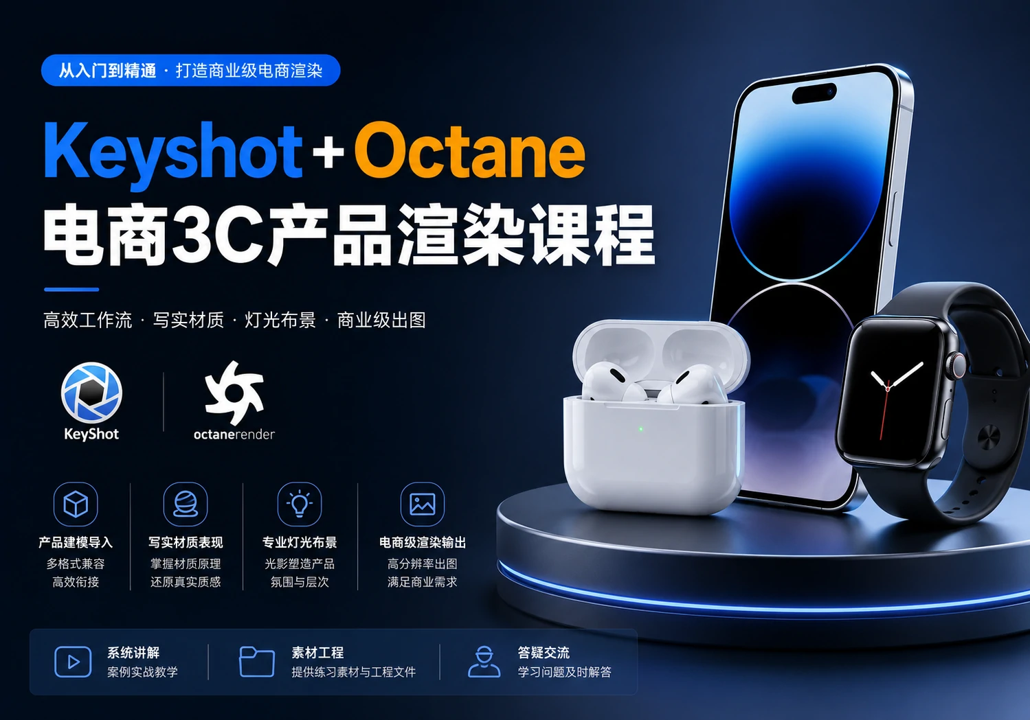 【Keyshot教程】Keyshot+Octane 电商3C产品渲染课程-PoseAe
