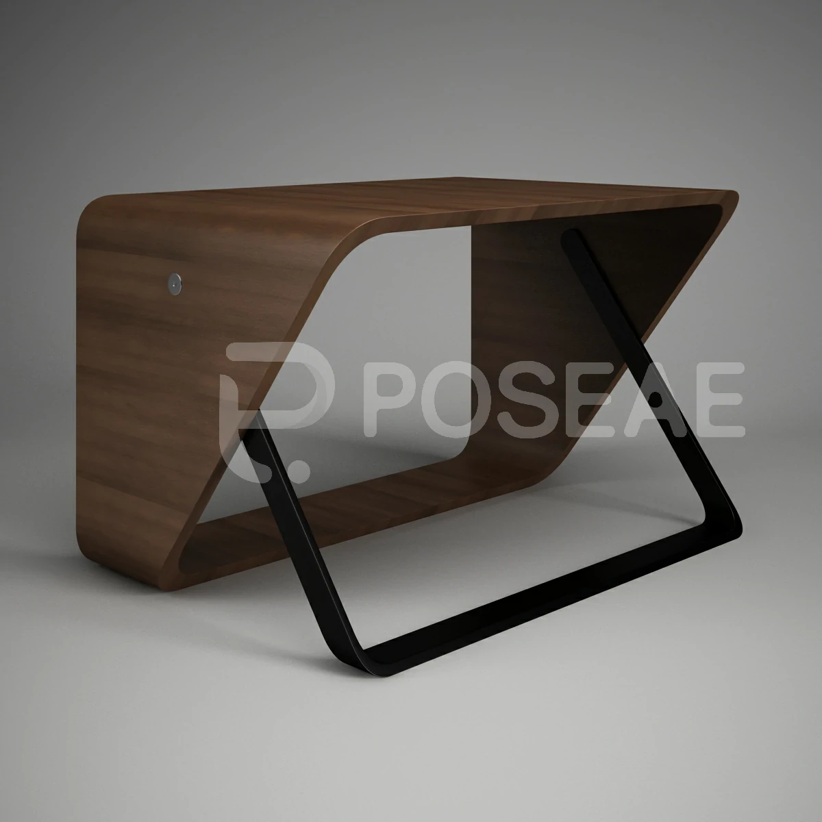 【3D模型】黑色金属支架创意电脑桌-PoseAe