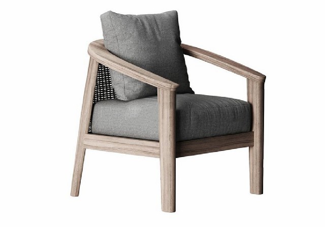 【3D模型】浅木灰布休闲椅 3D 模型-PoseAe