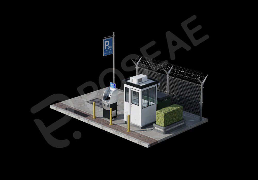 【3D模型】停车场门岗3D模型-PoseAe