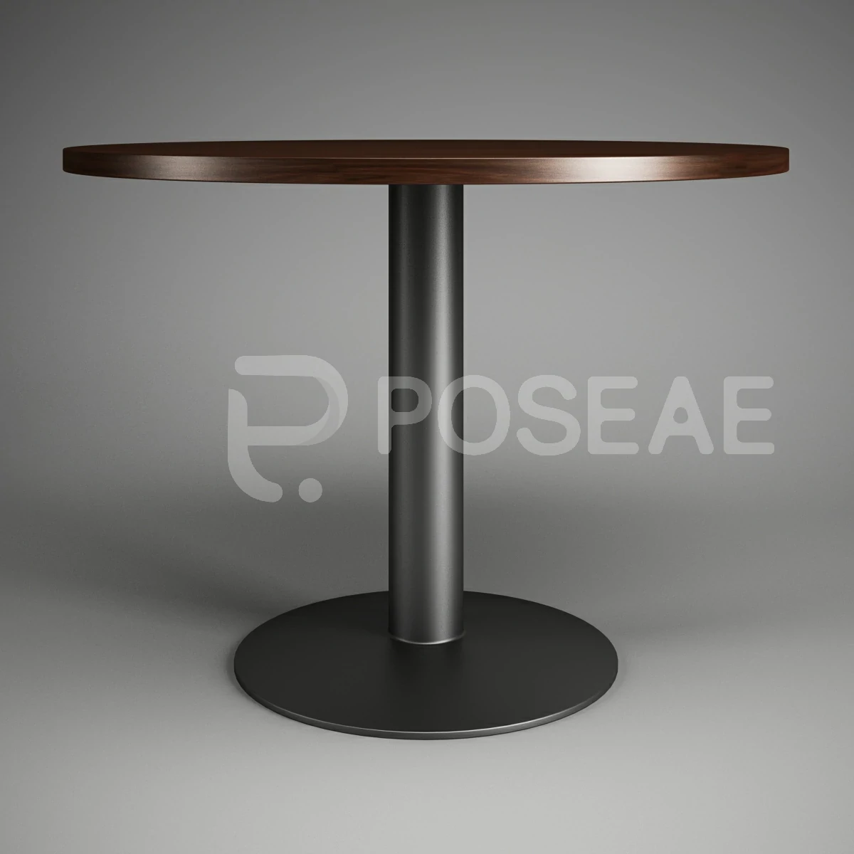 【3D模型】桃木色单柱圆桌 3D 模型-PoseAe