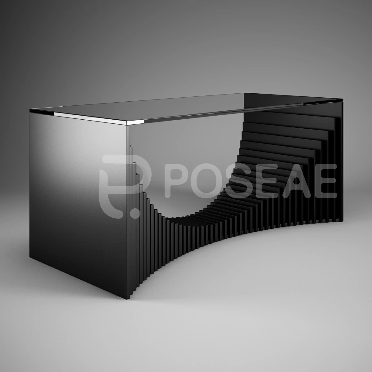 【3D模型】艺术感波浪支撑创意电脑桌-PoseAe
