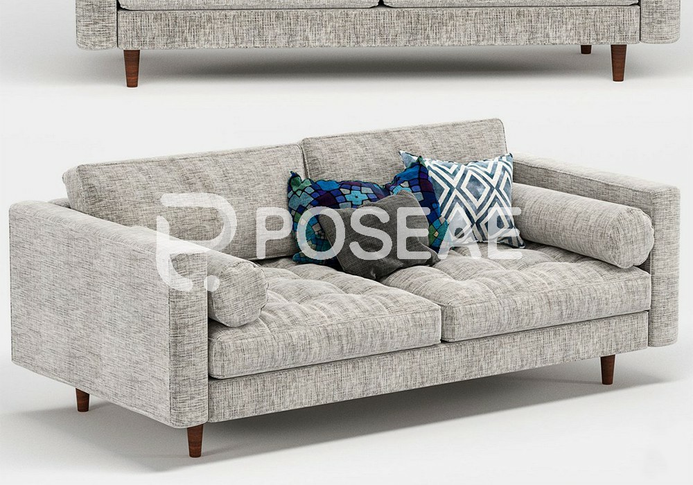 【3D模型】简约双人沙发模型-PoseAe