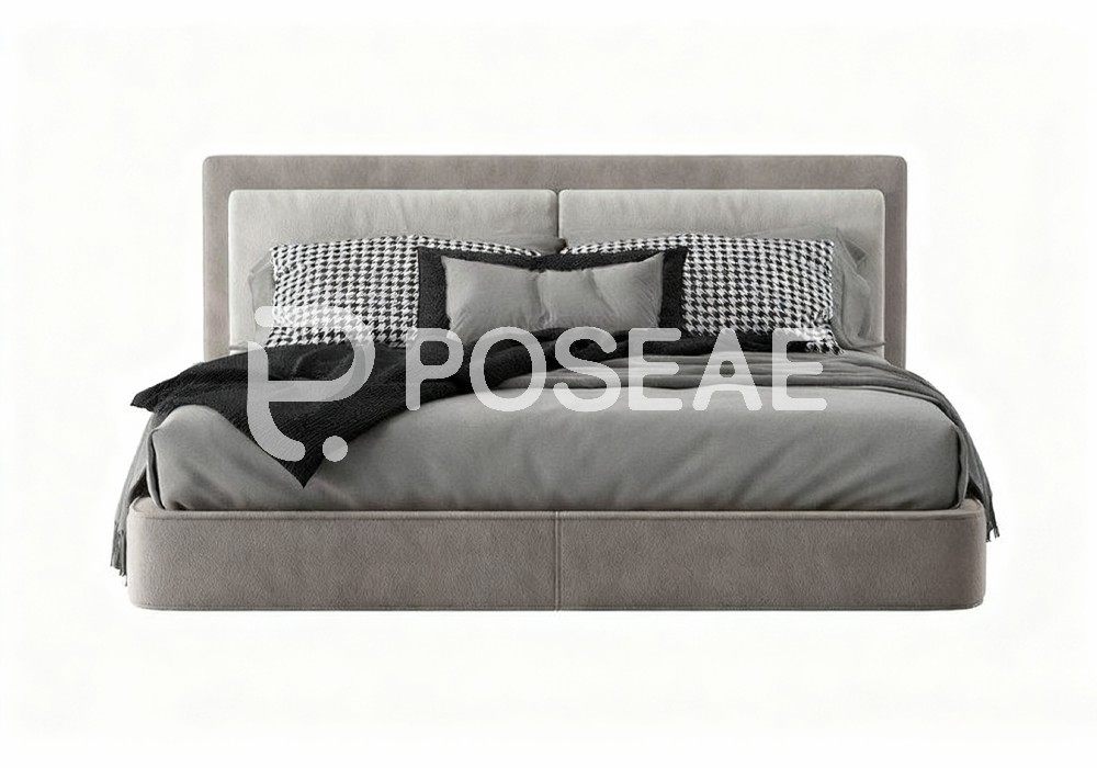 图片[1]-【3D模型】灰系软包矮床 3D 模型-PoseAe视频创意库