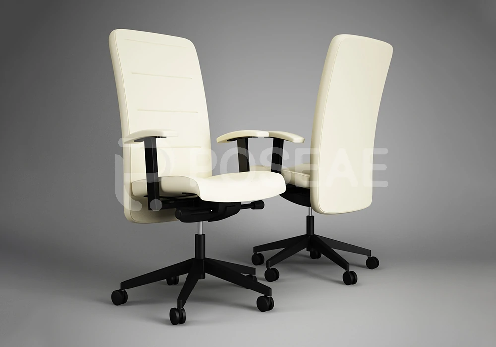 【3D模型】现代米白色高背办公椅 3D 模型-PoseAe