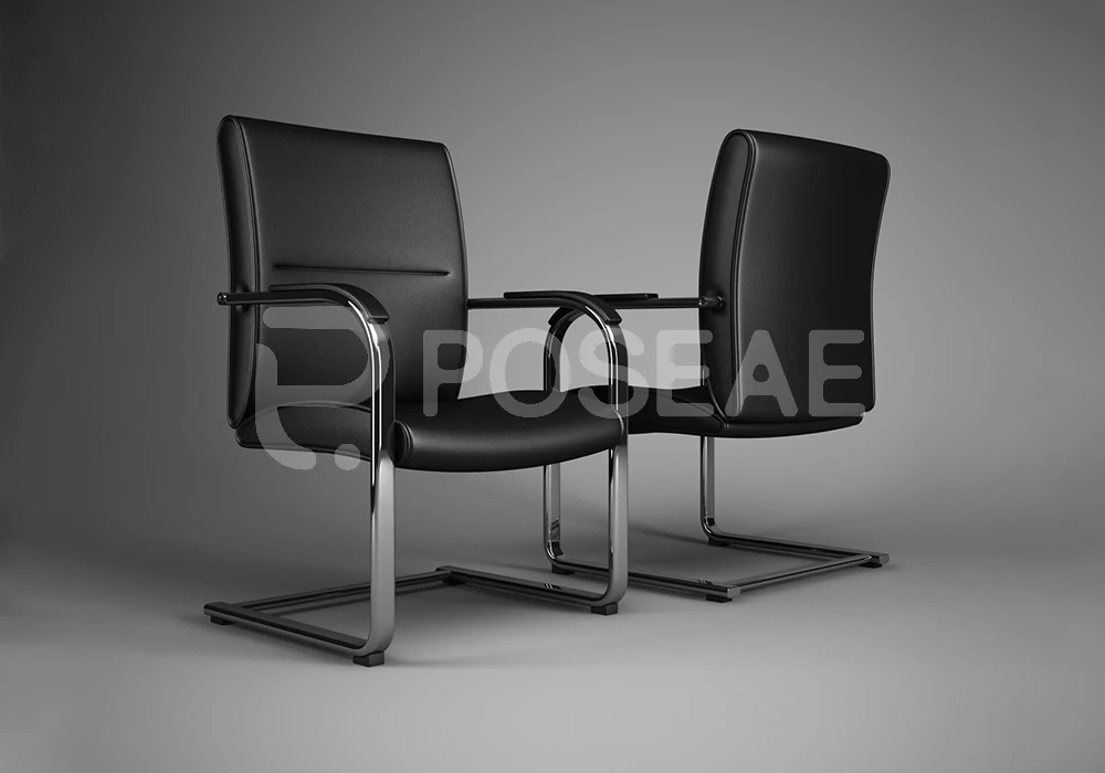 【3D模型】现代黑色皮艺会议椅 3D 模型-PoseAe