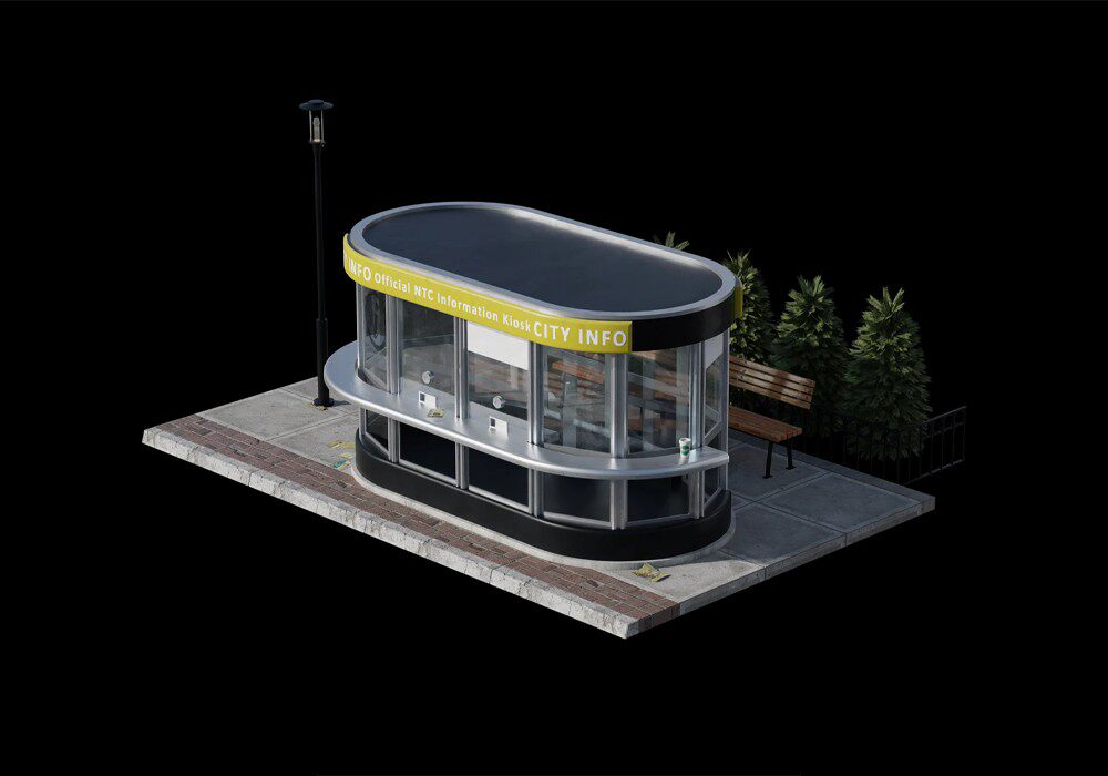 【3D模型】人行道休息厅3D模型-PoseAe视频创意库