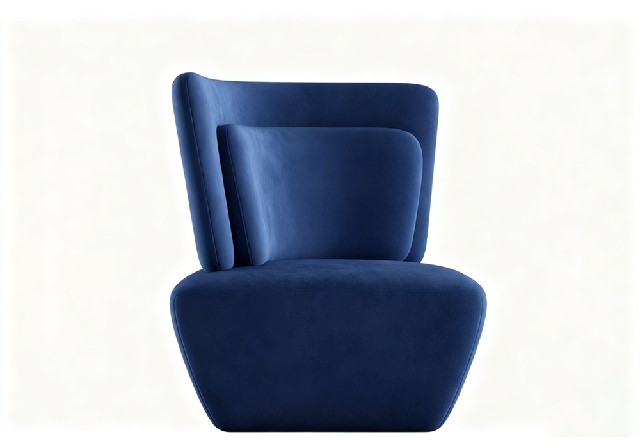 【3D模型】深蓝色绒面休闲椅 3D 模型-PoseAe