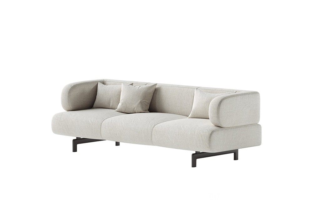 图片[1]-【3D模型】简约米色布艺沙发模型-PoseAe视频创意库