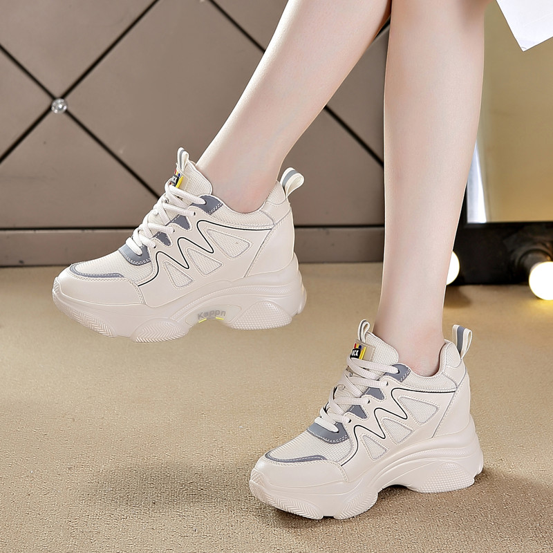 Inner Heightening Women Shoes 2022 Spring Summer New Casual Shoes Thick Bottom Sneakers 100 Lap College Single Shoe Lace Hollowed-out Shoes