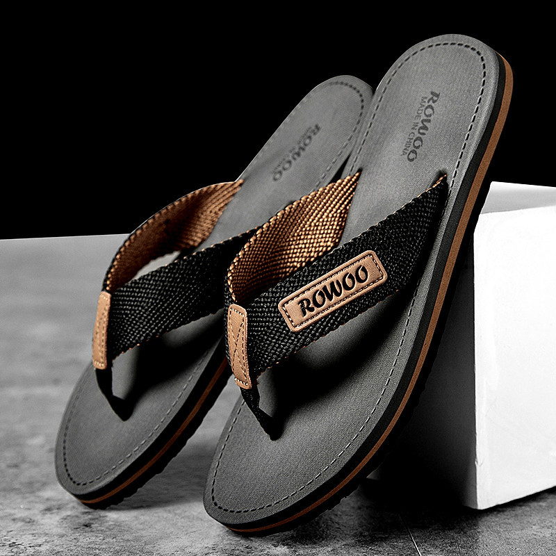 Men's Flip-Flops for Summer 2026, New Trendy Outdoor Non-Slip Thick-Soled Fabric Strap High-End Men's Slippers