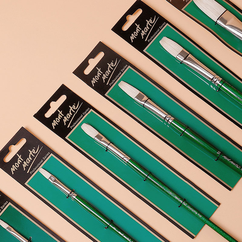 Monamat Flat Peak Pig Mane Oil Paintbrush Suit Oil Painting Paint Paintbrush Single Paintbrush Green Water Powder Paintbrush Single Water Powder Paintbrush Suit Pig Mane Starters Fine Brush Brush Flat Brush