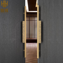 New Chinese imitation ancient Xiangyun large door handle black ancient bronze solid wood push-pull glass door handle hotel armrests customized