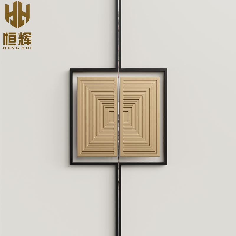 Custom Chinese bronze square door handle antique glass door handle mall club single and double switch wooden door handrail