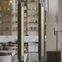 Chinese style large door handle imitation ancient line solid wood push-and-pull door handle custom mall bag compartment ancient bronze double door handrail