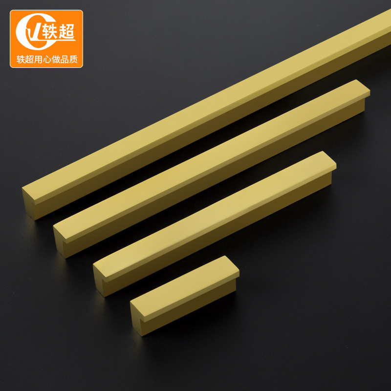 New Chinese pure bronze color drawer handle modern minima lengthened full copper handle light lavish brass wardrobe cabinet door handle