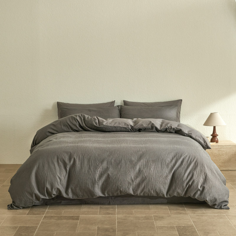 Simple Solid Color Jacquard Four-Piece Set, Light Luxury and High-End Feel, Pure Cotton 100% Cotton Duvet Cover, Bed Sheet, Fitted Sheet, Bedding Set 4