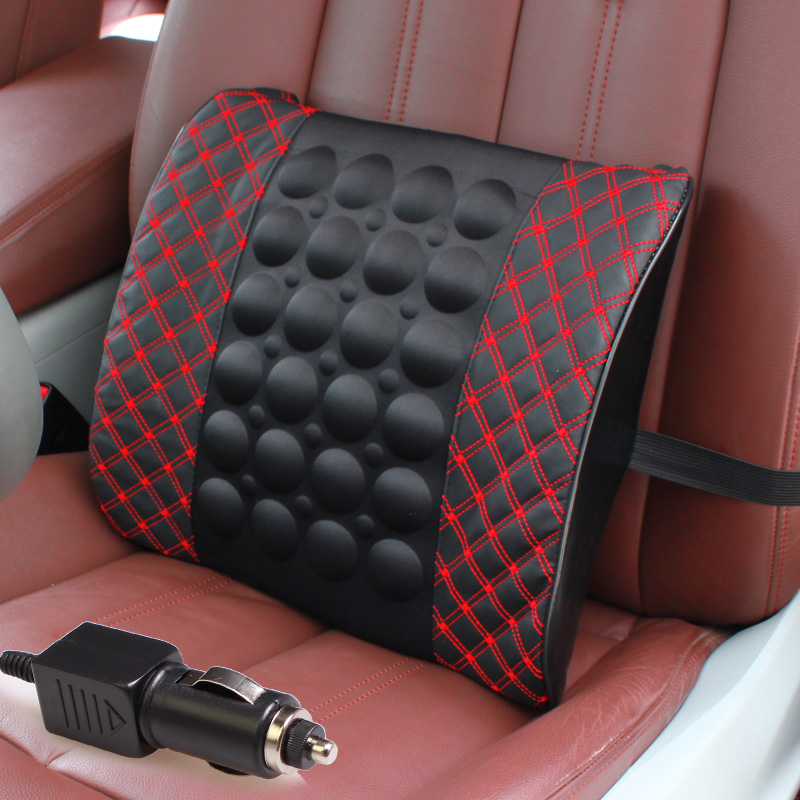 Car travel long distance lumbar health cushion microfiber leather electric massage lumbar car cushion 12V backrest cushion