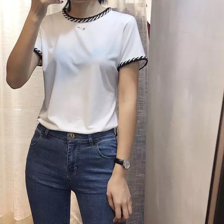 2018 mùa hè mới hương thơm nhỏ c nhà với khí nữ pha trộn kẻ sọc nhỏ vest áo ngắn áo bomber nữ