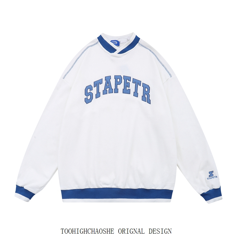 V Collar Clothing Women Spring Autumn 2021 New National Tide Cards Ins and downs Advanced senses American Comeback Milk Tether Fried Street Blues