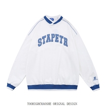 v Collar Guard Woman Spring Autumn 2021 New National Tide Cards Ins and downs Advanced senses American Comeback Milk Tether Fried Street Blues