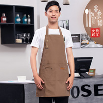 Web red canvas apron custom logo printer with kitchen fashion café milk tea fruit shop working clothes