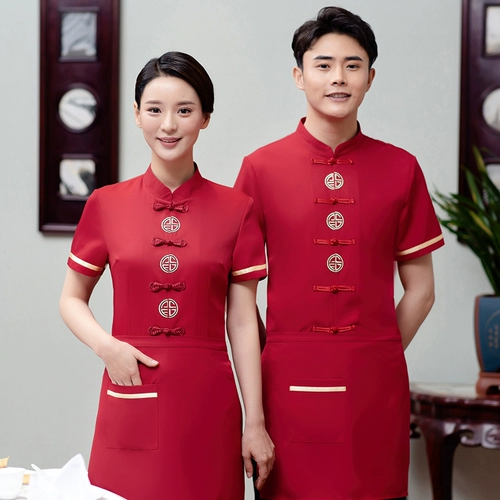 Летний ретро комплект для работы подходит для мужчин и женщин, короткий рукав, китайский стиль