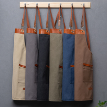 High-end red canvas apron custom LOGO printed milk tea dessert café waterproof waist working clothes