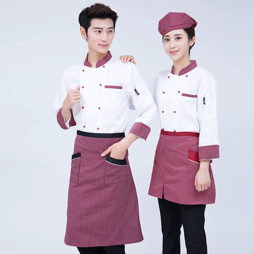 Отель, ресторан, рабочая одежда шеф-повара для мужчин, осенний и зимний ресторан с длинными рукавами, столовая, высококачественная кухонная одежда