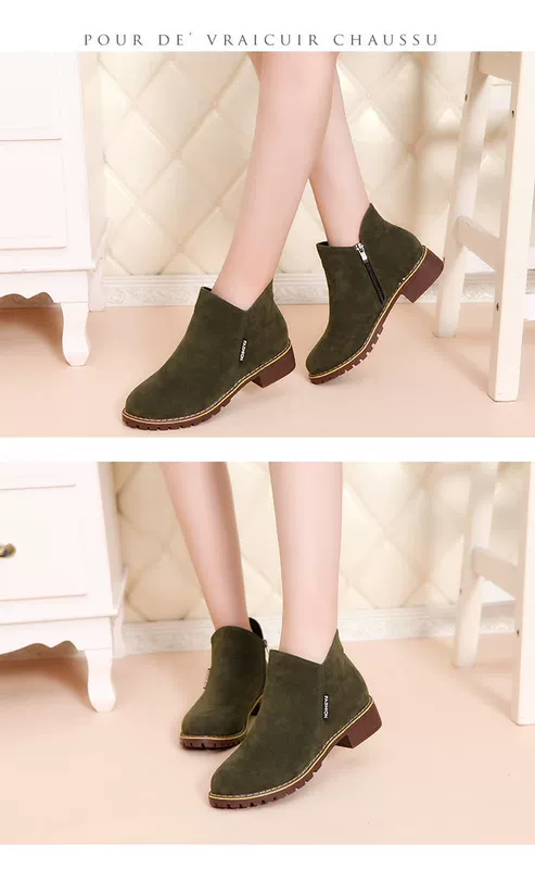 Booties nữ xuân hè 2018 phiên bản mới của Hàn Quốc dày với những đôi bốt Martin đơn giản, giày nữ thời trang trẻ em bốt ngắn chelsea boot nữ