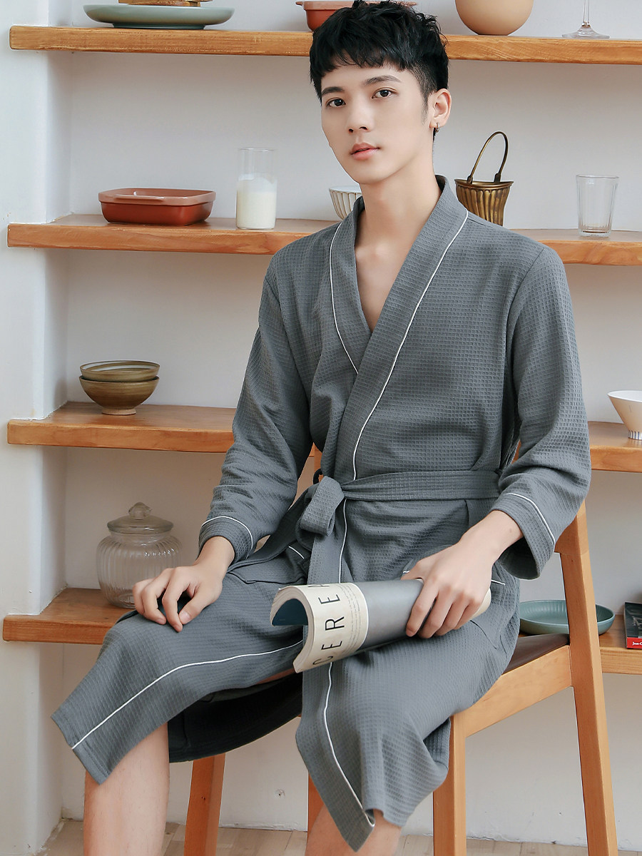 Men's cotton sleeping robes Spring Summer Huffag Grand size Sizes Bathrobe Men Hotels All Season Thin-style Towel Material Bath